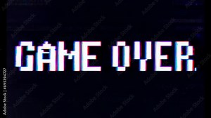 "Game Over" 8 bit Glitch Text Animation Loop Rendering with Alpha Channel Background 8bit Text