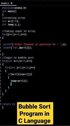 Bubble sort Program in C Language