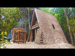 Primitive Hut in the Jungle: A Bamboo and Mud Shelter Amid Nature