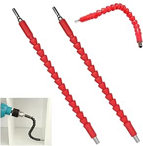 2 Pcs Flexible Drill Bit Extension, 11.8 inch Flexible Shaft Extension Bits Drill Flexible Extensions for Drills, Flexible Drill Extension Bendable Screwdriver Drill Attachment (Red)