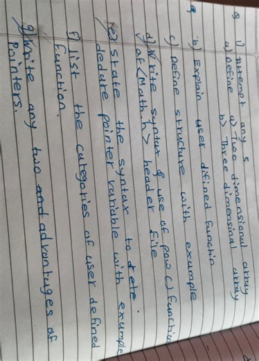 Attempt any 5: a) Define: 1) Two dimensional array 2) Th... | Filo