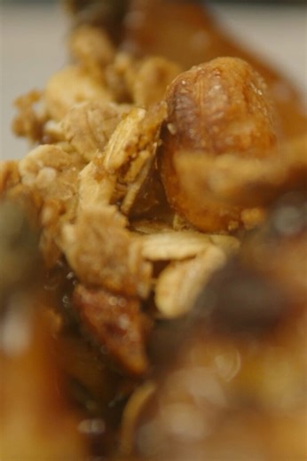 Glazed turnips with Swedish granola and currants