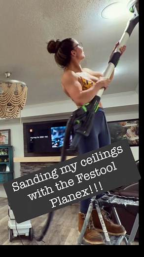 Robbie Welsh Hanna (@iamrobbieeee) - Dust free and mostly PREP Free #popcornceilingremoval with the #festool #planex drywall sander #diy #momlife #gunshow #drywallsanding #homeimprovement @festool_official #bruntboots