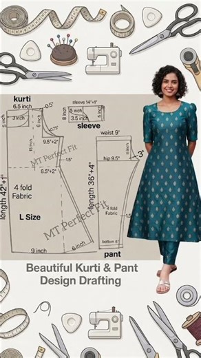 🔥How to Draft L/38 Size Kurti | Step-by-Step Short Tutorial #shorts #shortsfeed #youtubeshorts