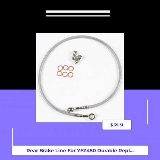 Elevate your ride with confidence! 🚀🛵 Introducing our Rear Brake Line for YFZ450 — your heavy-duty solution for safety and performance! 🌟 Crafted for durability, this reliable replacement will keep you in control on every adventure. Feel the thrill of the ride knowing your brakes are backed by top-notch quality. 🏞️✨ At just $39.31, you’re investing in peace of mind and the ultimate driving experience! Hurry, stock is limited — upgrade today and take your powersports experience to the next le