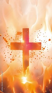 Religious cross on fire with fire flames. Christianity Religion Symbol Cross on Fire Burning Hell. Burning cross of Jesus 4k video
