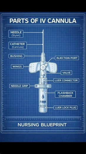 “Parts of IV cannula made simple 🩺💉 :#NursingBlueprint#IVCannula#NursingStudents#MedicalEducation