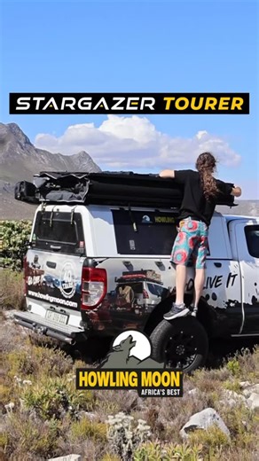 STARGAZER TOURER (sizes: 1.4m, 1.6m & 1.9m) Featuring in reel is the 1.9m Open: 190 X 240 X 120cm Closed: 190 X 120 X 31cm (including ladder) Weight 85kgs Contact us today to find out more ☎️ 021 003 5790 📧 info@howlingmoon.com | deshniem@howlingmoon.com ..or BETTER yet...VISIT US 📌 26 Cincaut Rd | Saxenburg Park 1 | Blackheath #rooftoptents #howlingmoon #overlanding #goliveit #camping | Howling Moon