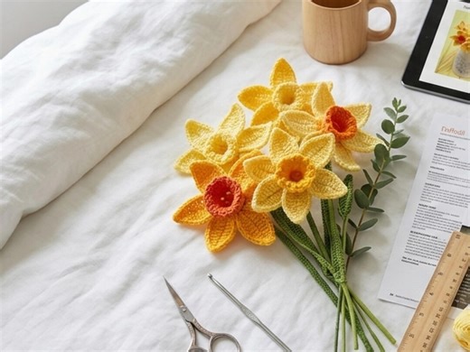 Daffodil Crochet Pattern | Realistic Spring Flower (PDF Tutorial)mothers Day Gift,gift for Mom - Etsy