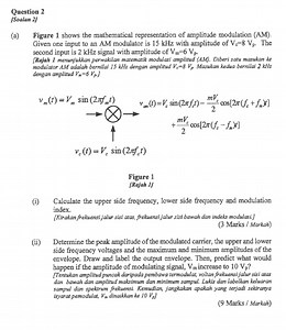 Question 2(a)(i) Calculate the upper side frequency, lower si... | Filo
