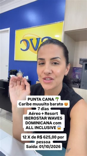 CVC SP - Limeira Santa Cruz on Instagram: "PUNTA CANA em RESORT 5⭐ MUITO BARATO! 🌴 ✨ IBEROSTAR WAVES DOMINICANA 🗓️ 01/10/2026 a 07/10/2026 | 7 dias ✈️ Aéreo de ida e volta com saída de Guarulhos – SP 🏨 Hospedagem em resort 5⭐ com ALL INCLUSIVE 💳 12x de R$ 625 por pessoa Sol, mar azul, conforto total e tudo incluso para você só relaxar e aproveitar o Caribe! ☀️🌊 Vagas limitadas! 📲 Para reserva, envie as informações dos passageiros e fale com a nossa equipe. ✈️ Valor por pessoa em apto duplo