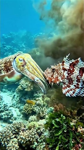 Giant Cuttlefish vs Scorpionfish...! Hidden Wonders of the Ocean Floor 🐟🦀🦞🐋🎥 #fish #oceanbottom