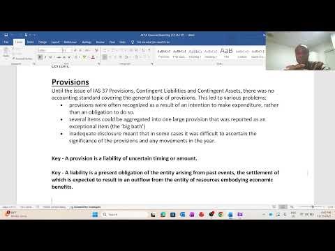 ACCA F7 Provision, Contingent Assets and Contingent Liabilities IAS 37