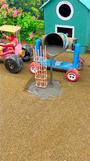 ⚡ Extreme Mini Pillar Building | Realistic Cement Pouring Mini Construction #shorts #youtubeshorts