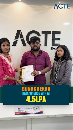 ACTE - Rajaji nagar, Bangalore | Training & Placement on Instagram: "🚀 PLACEMENT CONFIRMED | ACTE ACHIEVEMENT ✅ Success isn’t accidental. It’s built with the right skills, expert mentorship, and consistent execution. 💯 Congratulations to Gunashekar on securing a 4.5 LPA placement through ACTE Technologies 💼🎯 This milestone reflects job-ready training, hands-on real-time projects, and focused interview preparation—exactly what today’s IT roles demand. At ACTE, we don’t just train. We prepare