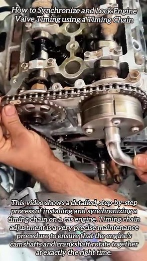 How to Synchronize and Lock Engine Valve Timing using a Timing Chain #shorts #mechanic #automobile