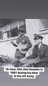 19-year-old Jimi Hendrix in 1961 with his Danelectro Shorthorn nicknamed "Betty Jean." These pictures were taken when he was part of the 101stAirborne. | Forgotten Guitar