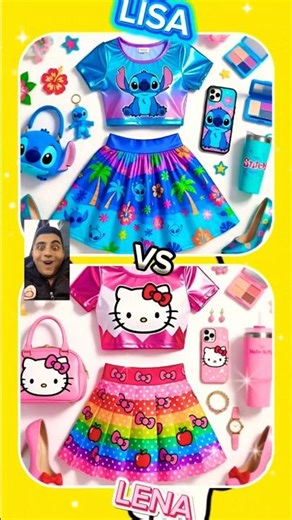 Stitch 💙 Or Hello Kitty 🩷 Pink Vs Blue Lisa Or Lena #pink #blue #shorts #stitch #hellokitty #tiktok