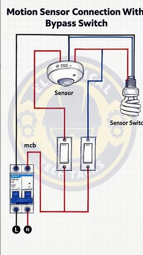 Motion Sensor Connection with Bypass Switch – Complete Wiring Explained!#ElectricalTechTalks