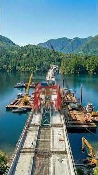 Building a Massive Bridge Across a Beautiful Mountain Lake #heavymachinery