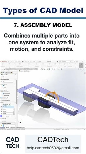 Assembly model | Types of CAD Model #cadtech #solidmodeling #3dmodeling
