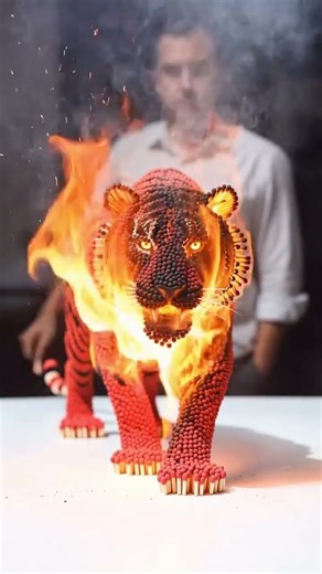 Tiger statue matches burned #reels #usa #shortsvideo