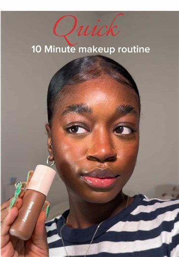 Makeup in 10 minutes ft Rare beauty tinted moisturizer ! @Rare Beauty tinted moisturizer 50N @NARS Cosmetics @Laura Mercier @MERIT Beauty #quickmakeup #makeuptutorial #blackgirlmakeup #skintint #tintedmoisturizer