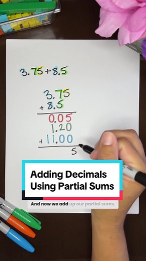 📊 Adding with partial sums builds on what we have been doing with place value blocks. Students can picture the place value blocks, and grouping them together, as they add their partial sums. 🧠 Remember, all kids learn at different speeds. It is 100% ok to have place value blocks on hand to model these problems as they are learning partial sums. They can even draw them out if that is helpful (remember the squares, sticks, and dots?) 🌟 In fifth grade they will be moving on to more complicated o