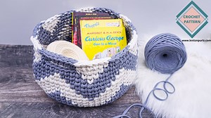 Crochet Chevron Basket Free Pattern - tshirt yarn and crochet patterns