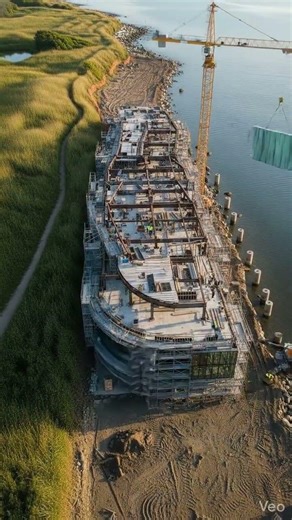 Construction of a glass transparent museum buildin