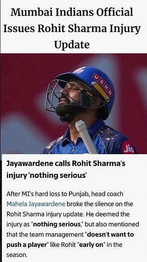 Mumbai Indians Official Issues Rohit Sharma Injury Update
