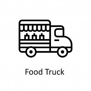 Food Truck vector outline Icon Design illustration. City elements...
