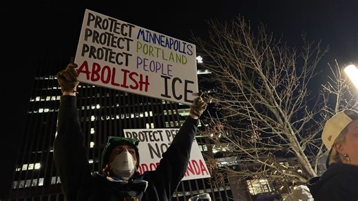 Protesters at Portland ICE facility call for justice for those shot by federal officers