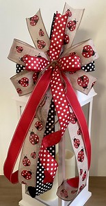 Ladybug Wreath Bow, Red and Black Wreath Bow, Ladybug Lantern Bow, Wreath Embellishment, Door Hanger Bow, Farmhouse Bow - Etsy