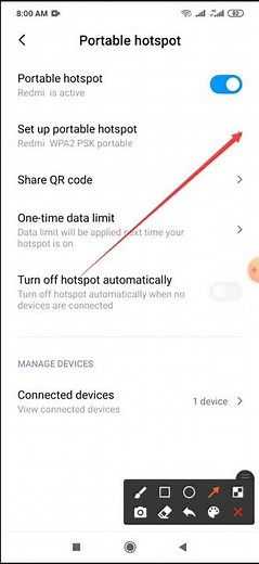 Hotspot device identification default setting on redmi note 8