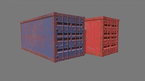 Red and Blue Rusting Shipping Containers - Download Free 3D model by VR.Space (@vrspace01)