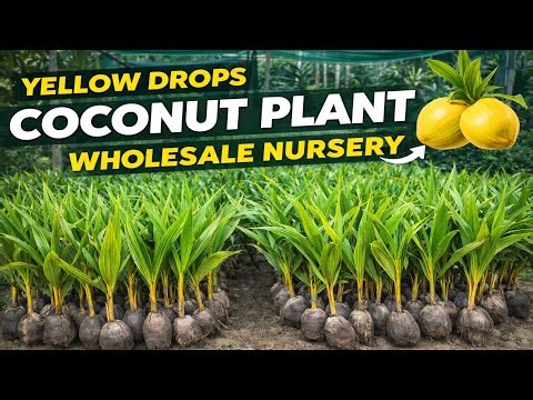 Yellow Drops Coconut Plants Available Wholesale Nursery #coconut#coconutfarming##viralvideo