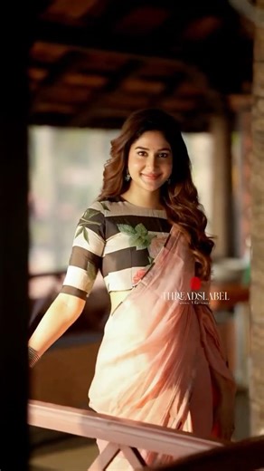 Peach organza saree with mirror blouse #saree #blouse