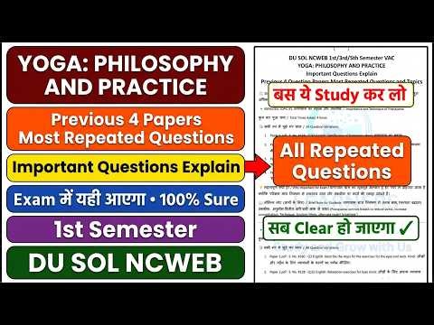 YOGA: PHILOSOPHY AND PRATICE Important Questions Answers 1st / 3rd / 5th Semester SOL REGULAR