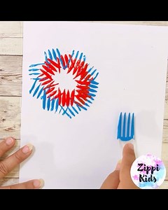 147K views · 227 reactions | Fork Stamped Fireworks Craft for Memorial day/ 4th of July !...It’s super easy to prepare, requiring only paint, card stock and a fork!  | Zippi Kids Corner | Facebook