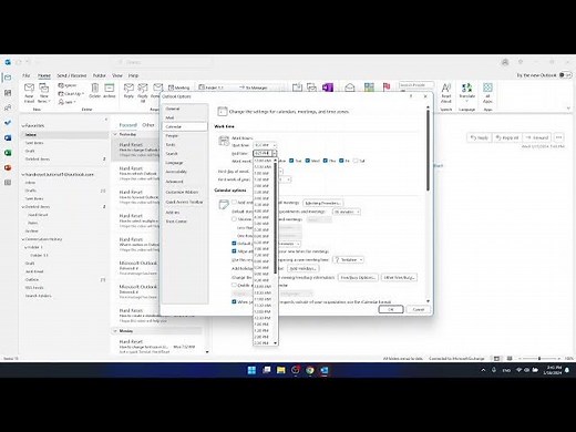 How to add working hours in Outlook