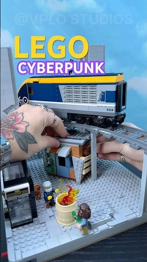 Building a Lego cyberpunk a mega building! 🚆 #lego #cyberpunk