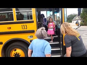 Harper's first ride on school bus