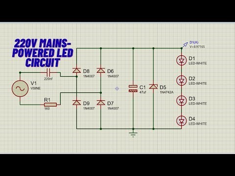 How to Power LEDs Directly from 220V Mains Using a Bridge Rectifier & Zener Diode in Proteus