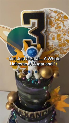 This cake took a sweet little trip through the stars 🌙 Swirls of galaxy buttercream, cosmic colors, and celestial details all came together to create a cake that feels straight out of another universe. From the shimmering planets to the dreamy night-sky vibes, every inch was designed to make this birthday feel truly out of this world. #ChrissyCakesAZ #fyp #spacecake #customcakes #astronaut