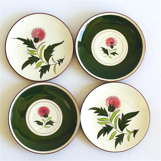 Vintage Stangl Pottery Saucers, Thistle Pattern, Instant Plate Wall Collection - Etsy