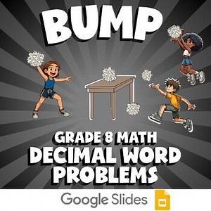 Decimal Word Problems BUMP Math Game | No Prep Grade 8 Review