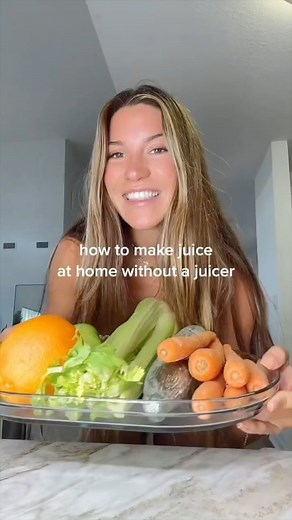 Brynley Lacy on Instagram: "HOW TO: make fresh juice without a juicer 🥕🍏🫶🏽 I always crave fresh juice during the warm months, but paying like $12-17 each time for a small green juice gets to be vedddyyyy expensive! by doing this, I can make HUGE batches for just a few dollars & prep them all for the week! PLUS I can put exactly what I want in them🫶🏽 save this & tag a friend who should try tooo!! 🌸🌞🥕🥬🍎🍋🥒🫚 #juicerecipes #healthyrecipes #healthylifestyle #whole30approved #guthealth #h