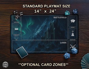 Playmat: Fortress of the North, Nordic Castle TCG Mat With EDH Card Zones, Norse Fantasy, Viking Landscape With Snowy Mountains & Aurora - Etsy