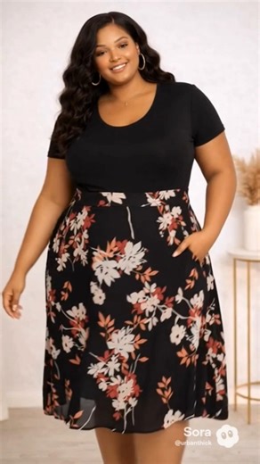 Nine & Company Floral A-Line Skirt Black Pink Ivory Lightweight Plus Size 24W